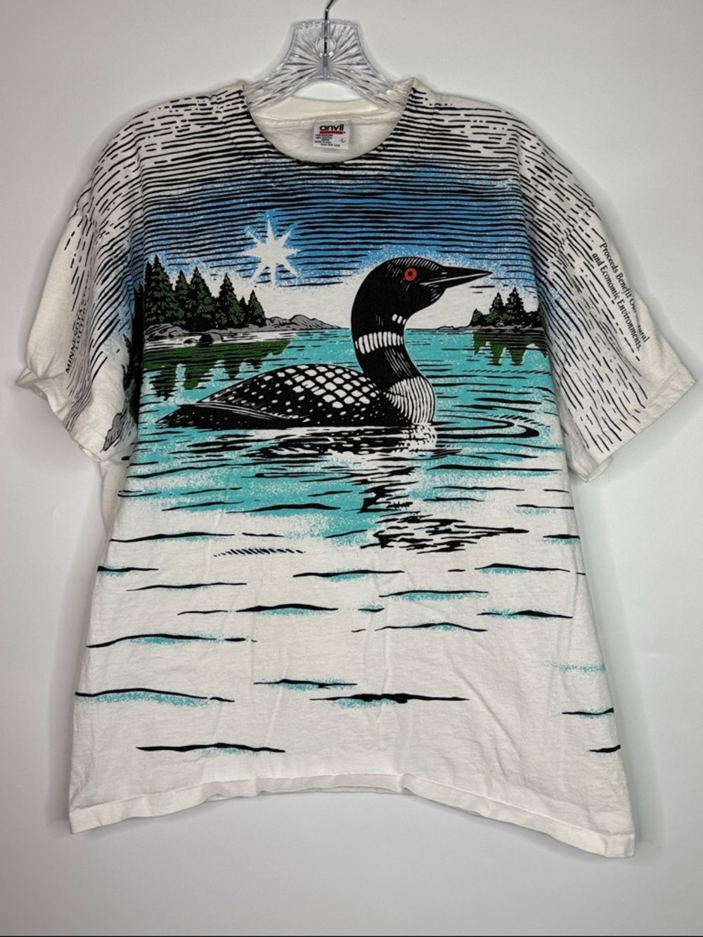 Vintage Anvil Minnesota Loon Tshirt Size Large 90s